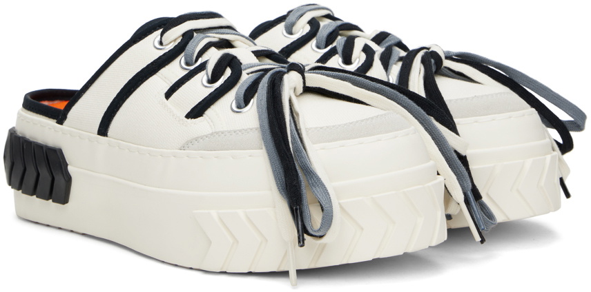 both White & Black Tyres Multilaced Sneakers