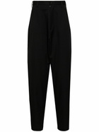 Sulvam Black Tapered Wool Tailored Trousers