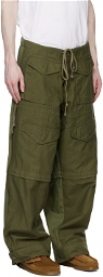 Greg Lauren Khaki Army Jacket Zip Wide Leg Cargo Pants