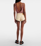 The Attico Fringed cotton canvas shorts