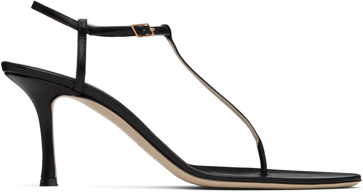 Photo: CHRISTEN SSENSE Exclusive Black 75mm Mono Strap Heeled Sandals