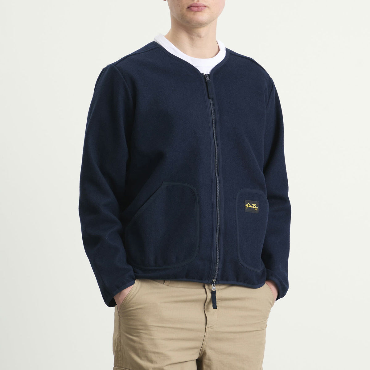 Stan Ray Men's Wool Fleece Cardigan in Navy Heather