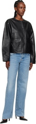 St. Agni Black Utility Cocoon Leather Jacket