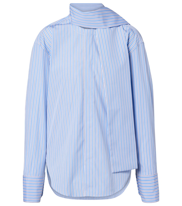Photo: Plan C Scarf-detail striped cotton shirt