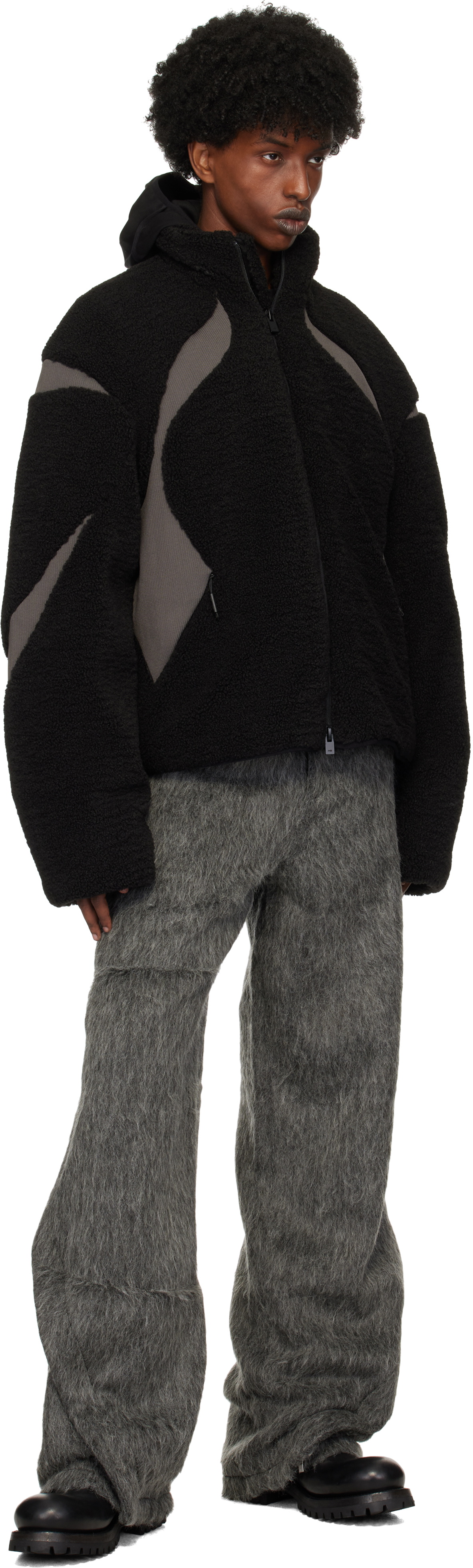 HELIOT EMIL Black & Gray Custos Fleece Jacket