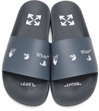 Off-White Grey Logo Slider Pool Slides