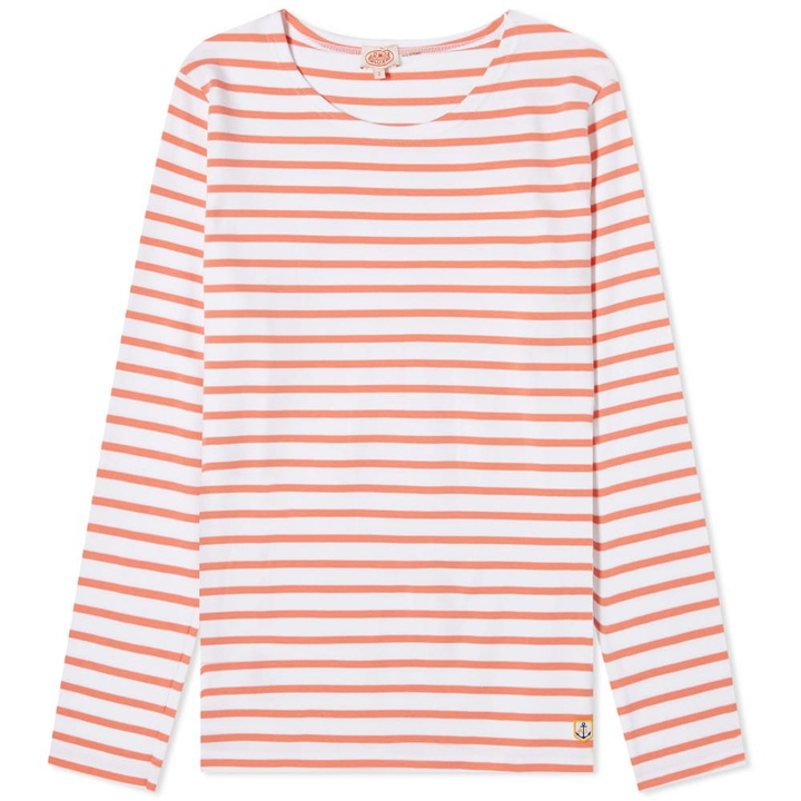 Photo: Armor-Lux Women's Long Sleeve Breton T-Shirt in White/Bisque