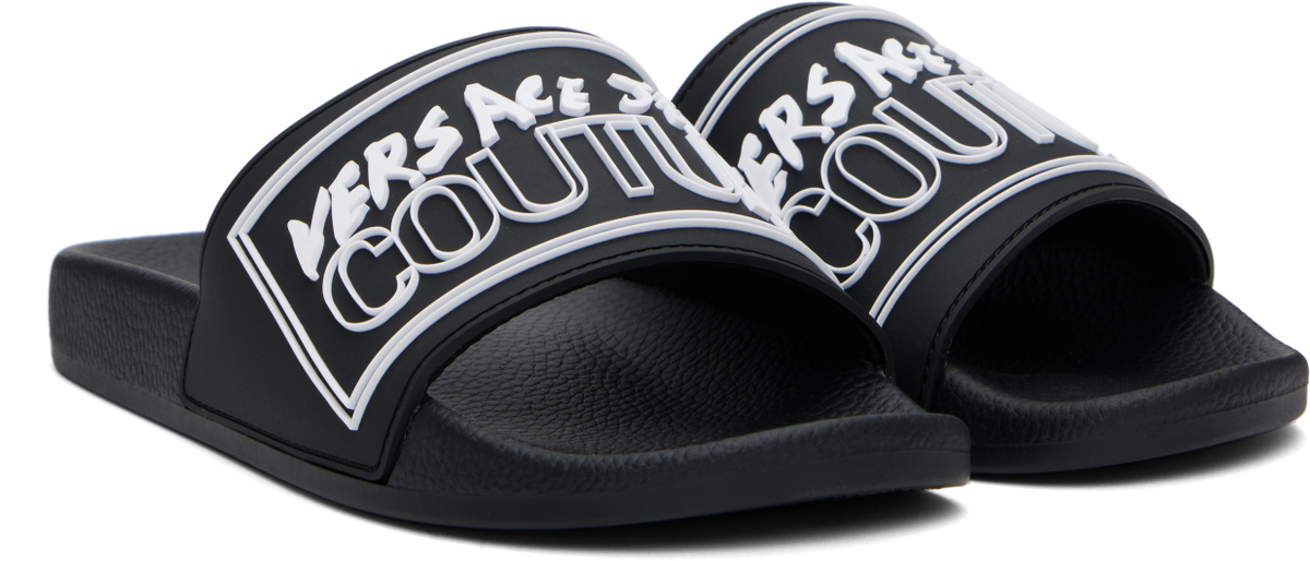 Versace Jeans Couture Black Logo Shelly Pool Slides