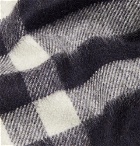 Burberry - Fringed Checked Cashmere Scarf - Navy