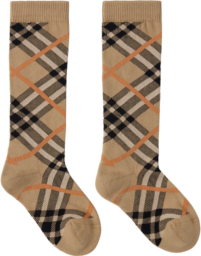 Photo: Burberry Beige Check Cotton Blend Socks