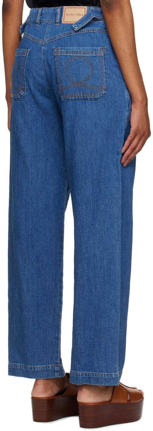 See by Chloé Navy Cinch Strap Jeans