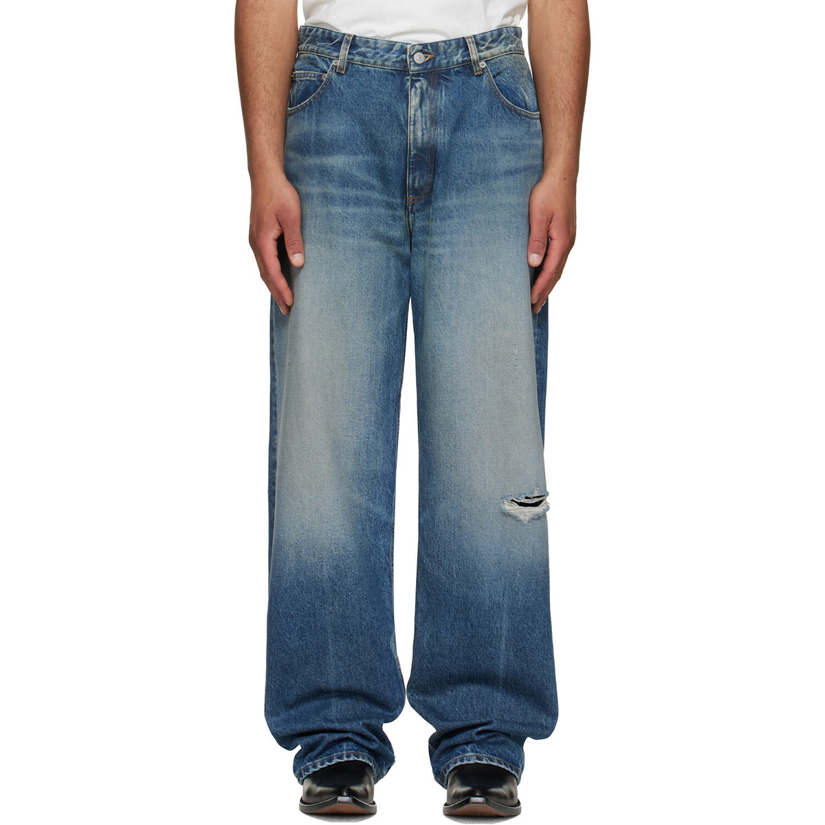 MM6 Maison Margiela Blue Straight-Leg Jeans