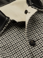 Tod's - Reversible Leather-Trimmed Houndstooth Wool and Cotton-Gabardine Trench Coat - Gray