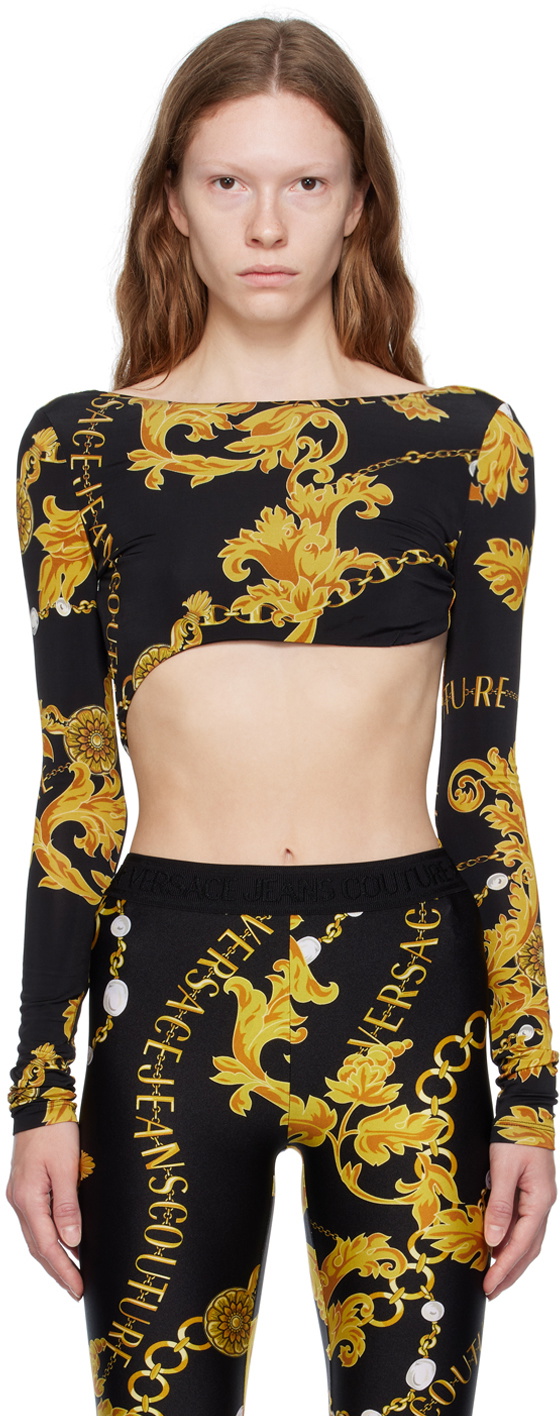 Versace Jeans Couture Black Chain Couture Bodysuit Versace