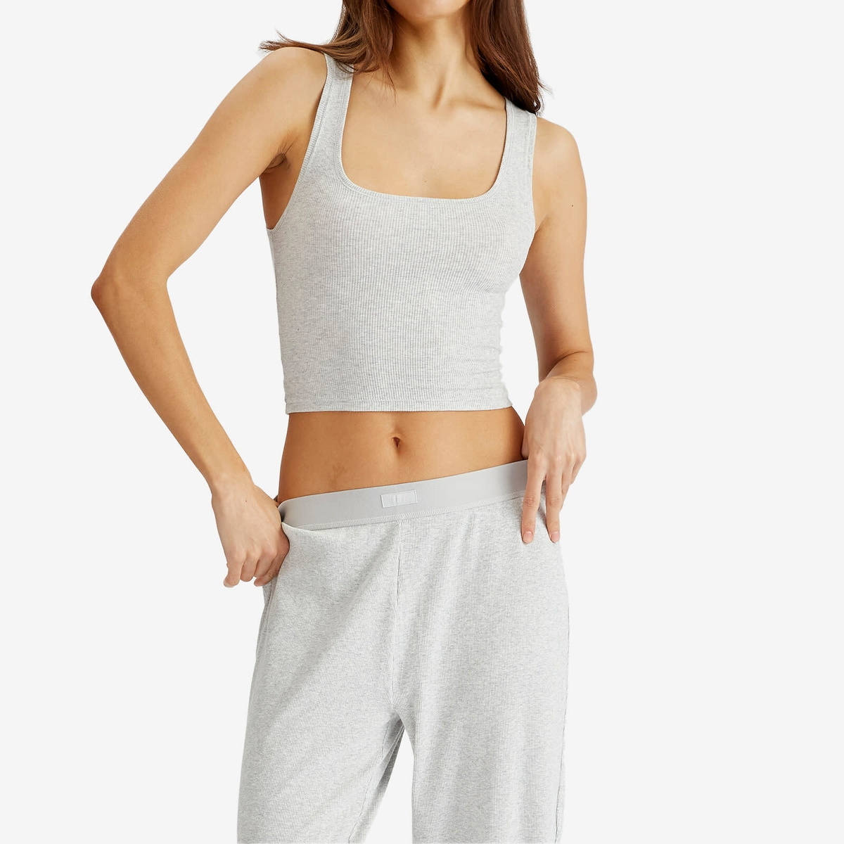SKIMS Women's Cotton Rib Pant in Light Heather Grey SKIMS
