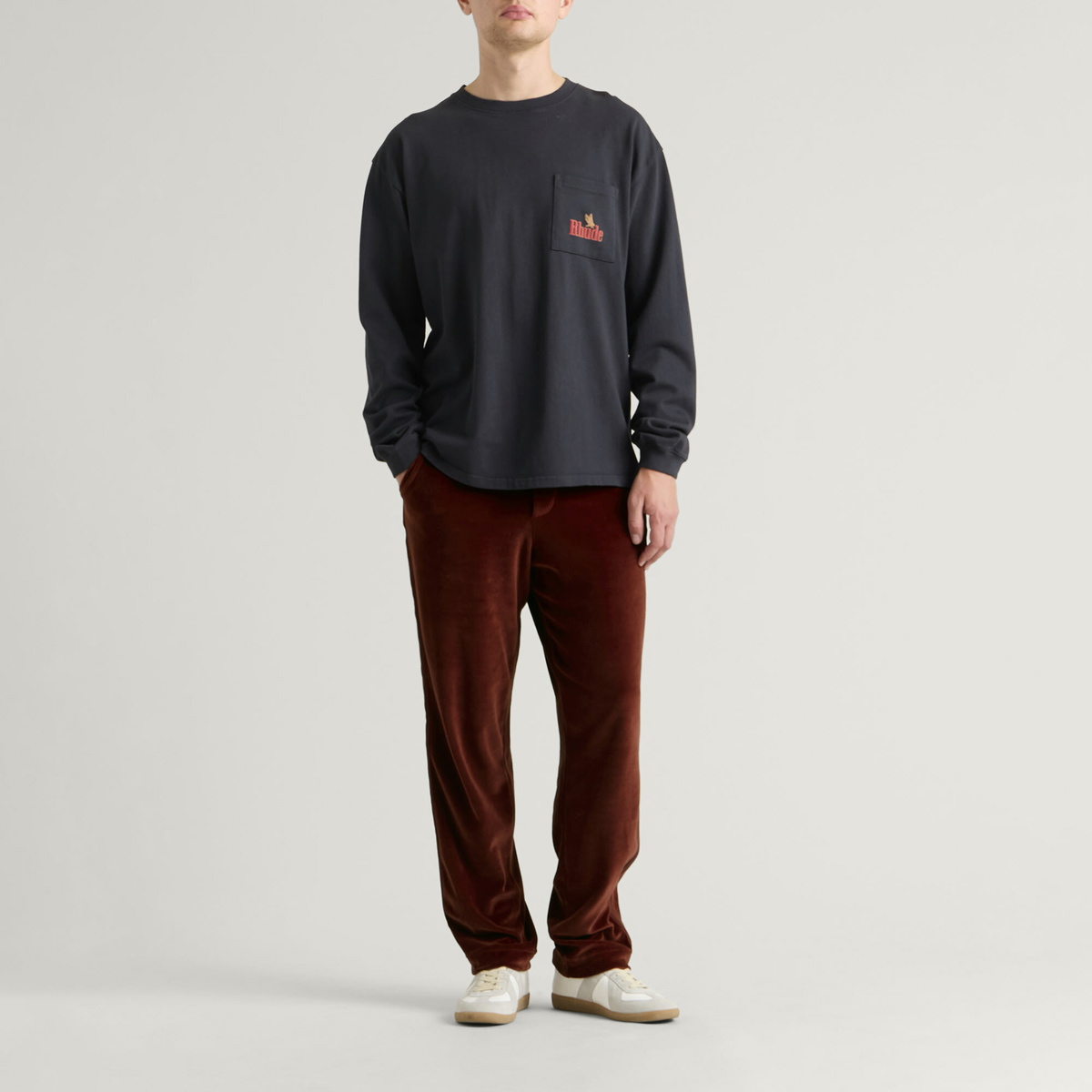 Rhude Men's Trofeo Velour Track Pants in Bordeaux