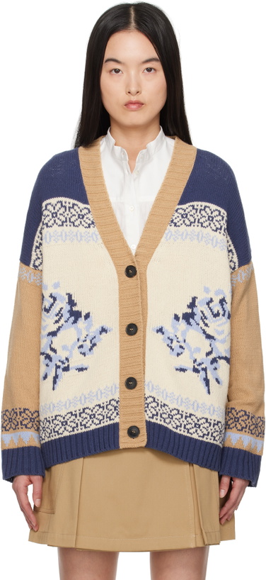 Photo: Weekend Max Mara Blue & Beige Henry Cardigan