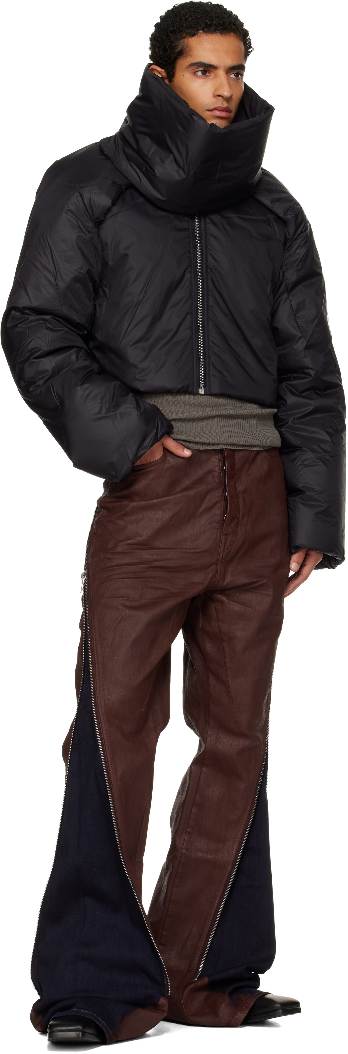 Rick Owens DRKSHDW Black Concordians Convertible Cropped Jacket
