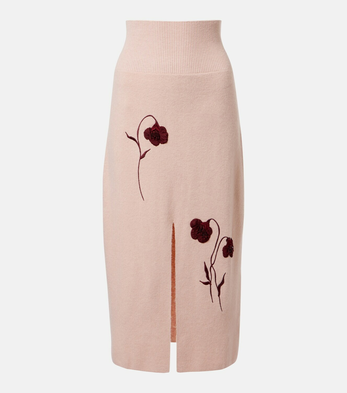 Erdem Floral-appliqué knitted midi skirt