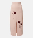 Erdem Floral-appliqué knitted midi skirt