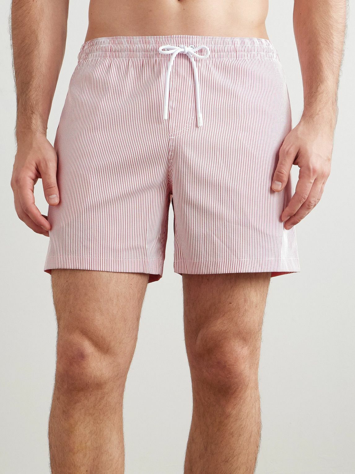 Loro Piana - Daneu Straight-Leg Mid-Length Striped Swim Shorts - Red