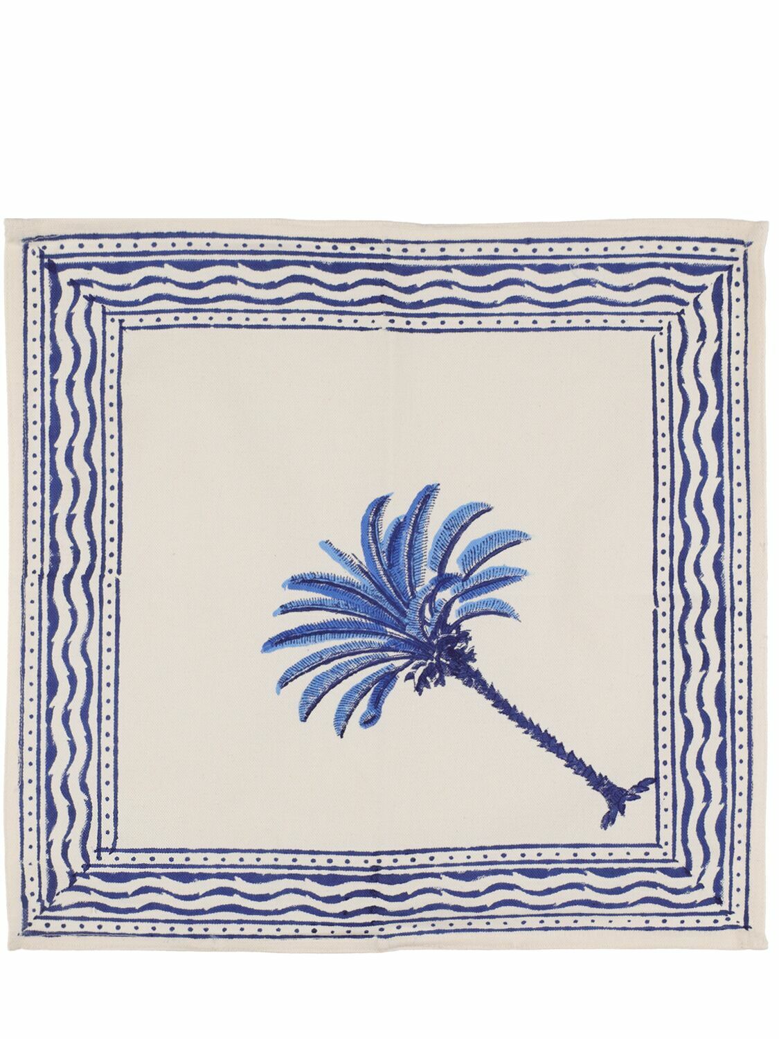 LES OTTOMANS Set Of 4 Handprinted Cotton Napkins