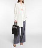 Loewe - Logo leather-trimmed raffia tote bag