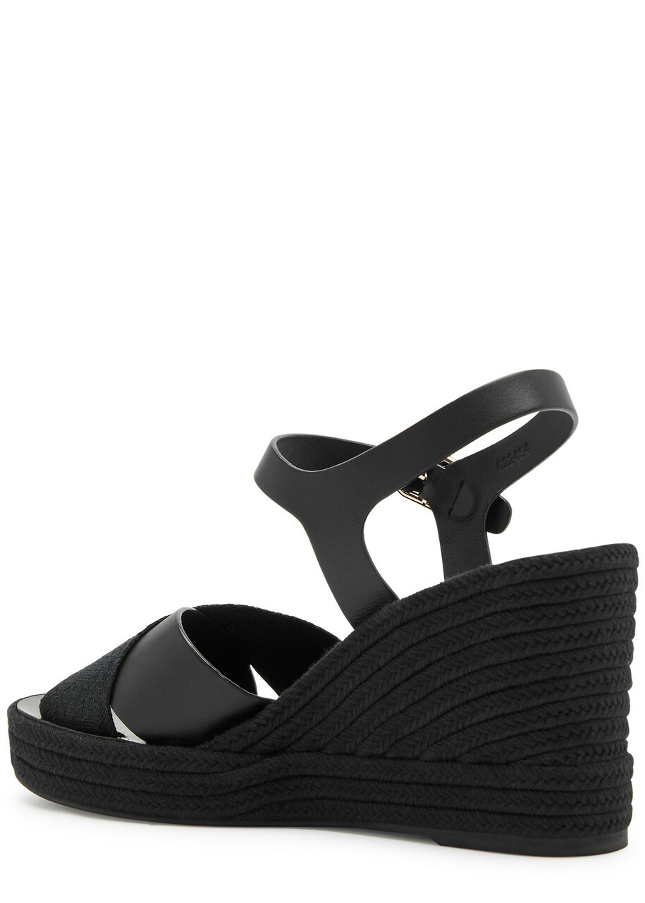 Chloe Piia 100 Leather Wedge Espadrilles Black
