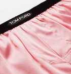 TOM FORD - Velvet-Trimmed Stretch-Silk Satin Boxer Shorts - Pink