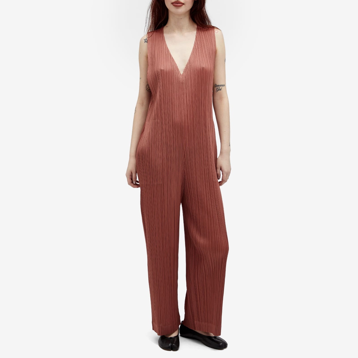 Pleats Please Issey Miyake Women's All In One in Copper Brown