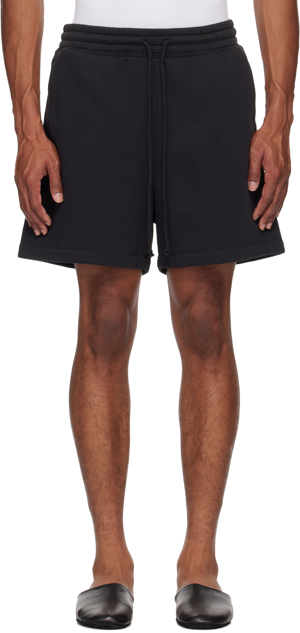 SKIMS Black Cotton Fleece Relaxed Shorts