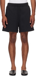 SKIMS Black Cotton Fleece Relaxed Shorts