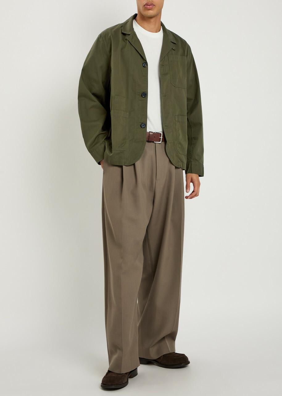 Oliver Spencer Worker Patch Pocket Cotton Shirt Green