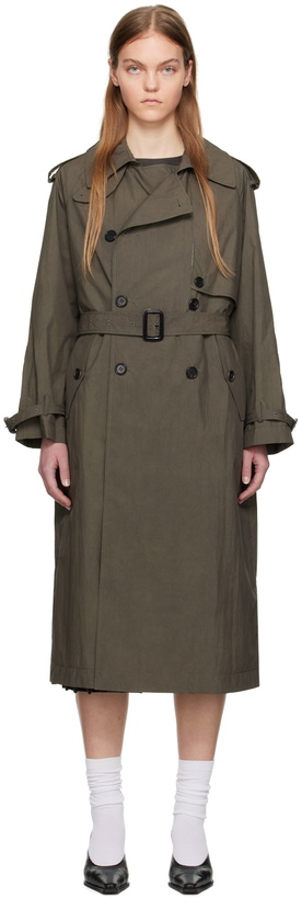 Photo: UMBER POSTPAST Taupe Mud-Dyed Trench Coat
