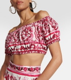 Dolce&Gabbana Printed off-shoulder cotton crop top