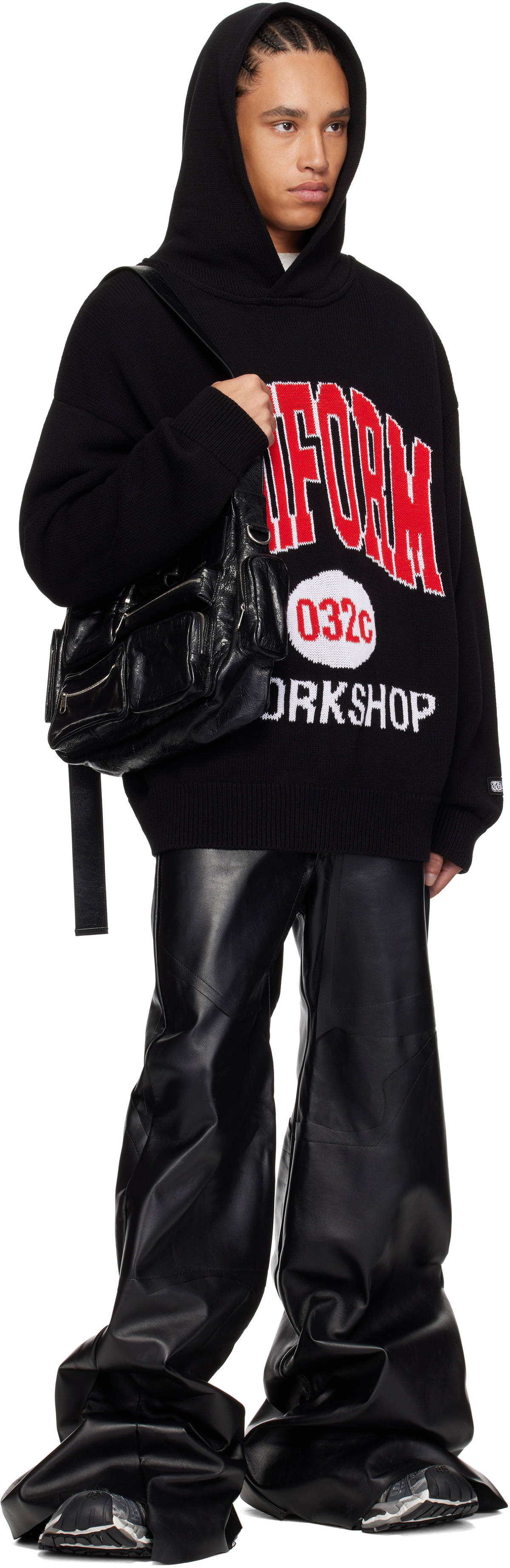 032c Black Lucky Strike Knit Hoodie