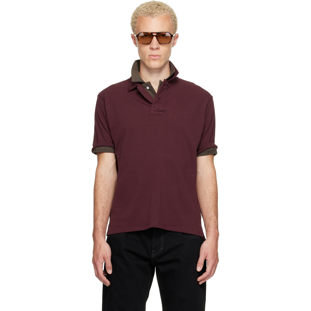 Raimundo Langlois Burgundy Layered Polo