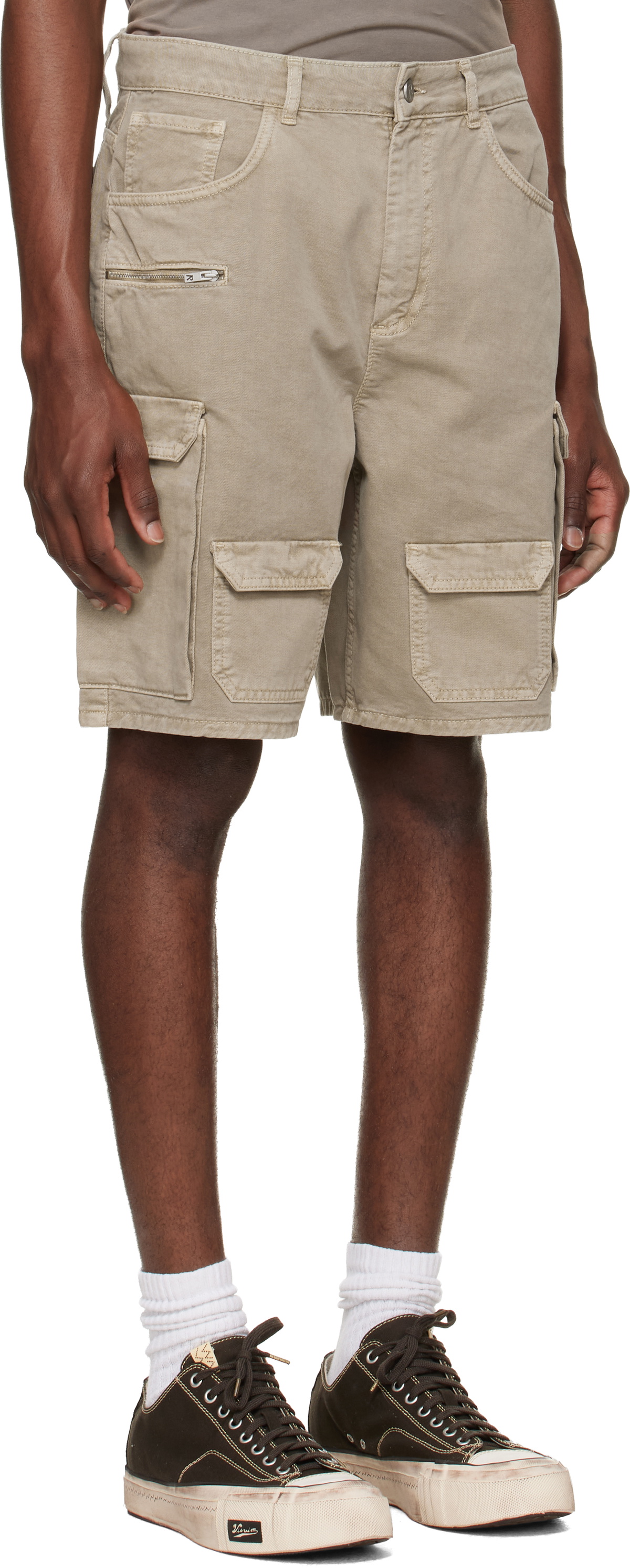 Represent Beige Loaded Cargo Shorts