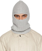 Giorgio Armani Grey Rib Knit Balaclava