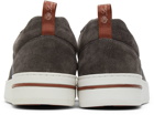 Loro Piana Grey Newport Knitted Walk Sneakers