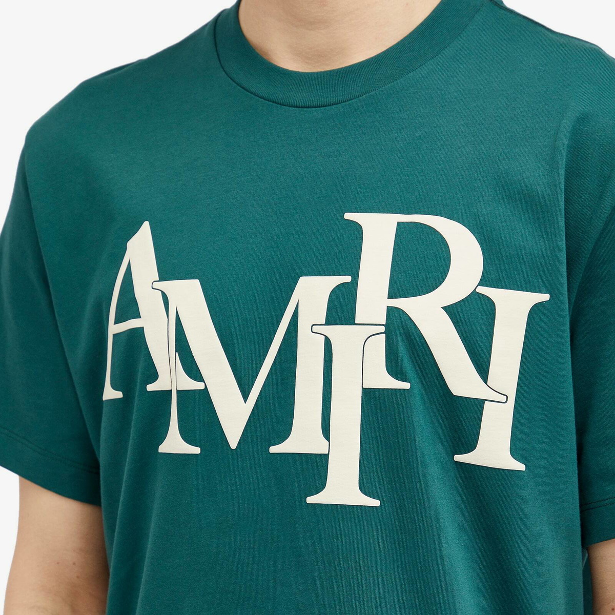 AMIRI Men's Staggered Logo T-Shirt in Green Amiri