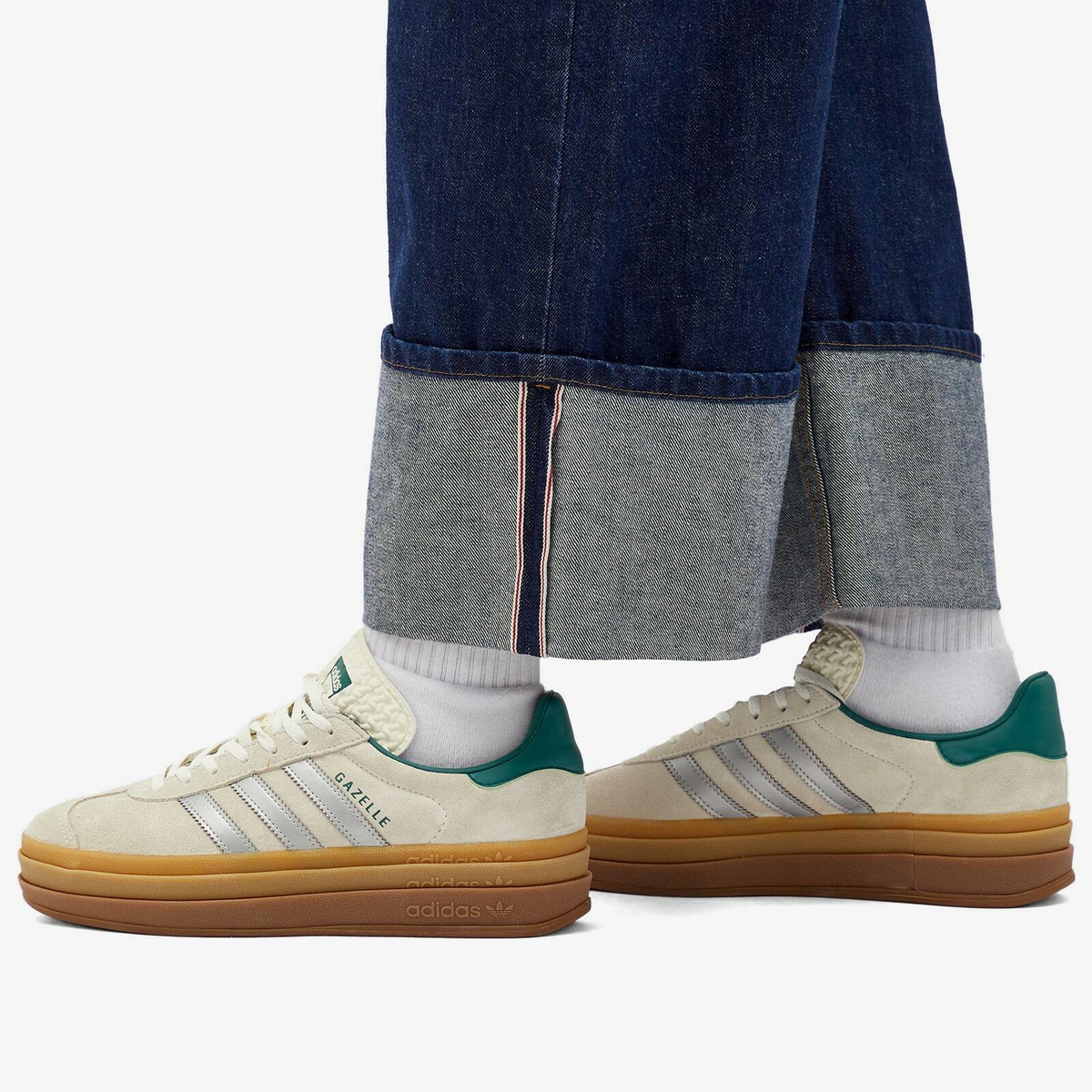 Adidas Women's Gazelle Bold W in Off White/Silver Met