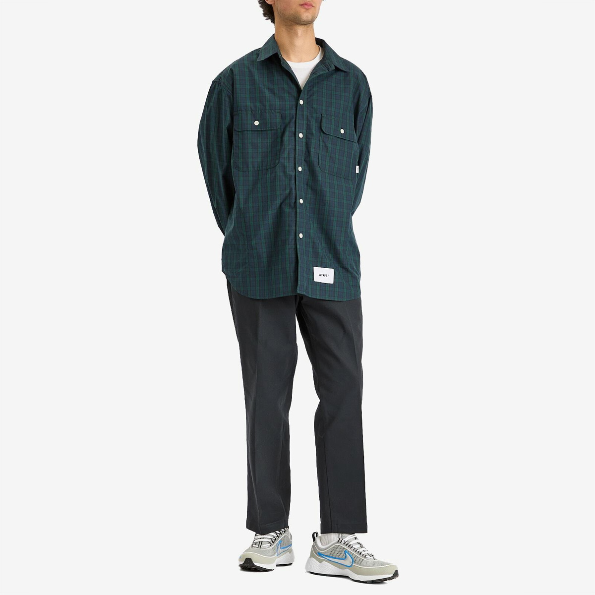 WTAPS Men's Broadcloth Black Watch Check Shirt in Green WTAPS