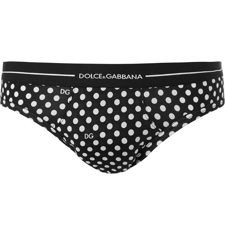 Photo: Dolce & Gabbana - Polka-Dot Cotton-Jersey Briefs - Men - Black