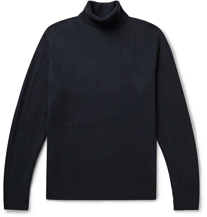 Photo: CLUB MONACO - Ribbed Wool and Cashmere-Blend Rollneck Sweater - Blue