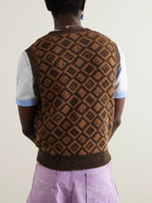 Acne Studios - Konny Logo-Jacquard Wool and Cotton-Blend Sweater Vest - Brown
