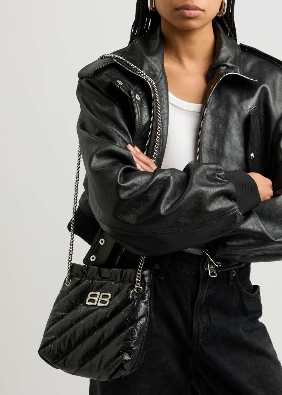 Balenciaga Crush XS Quilted Leather Tote - Black - One Size