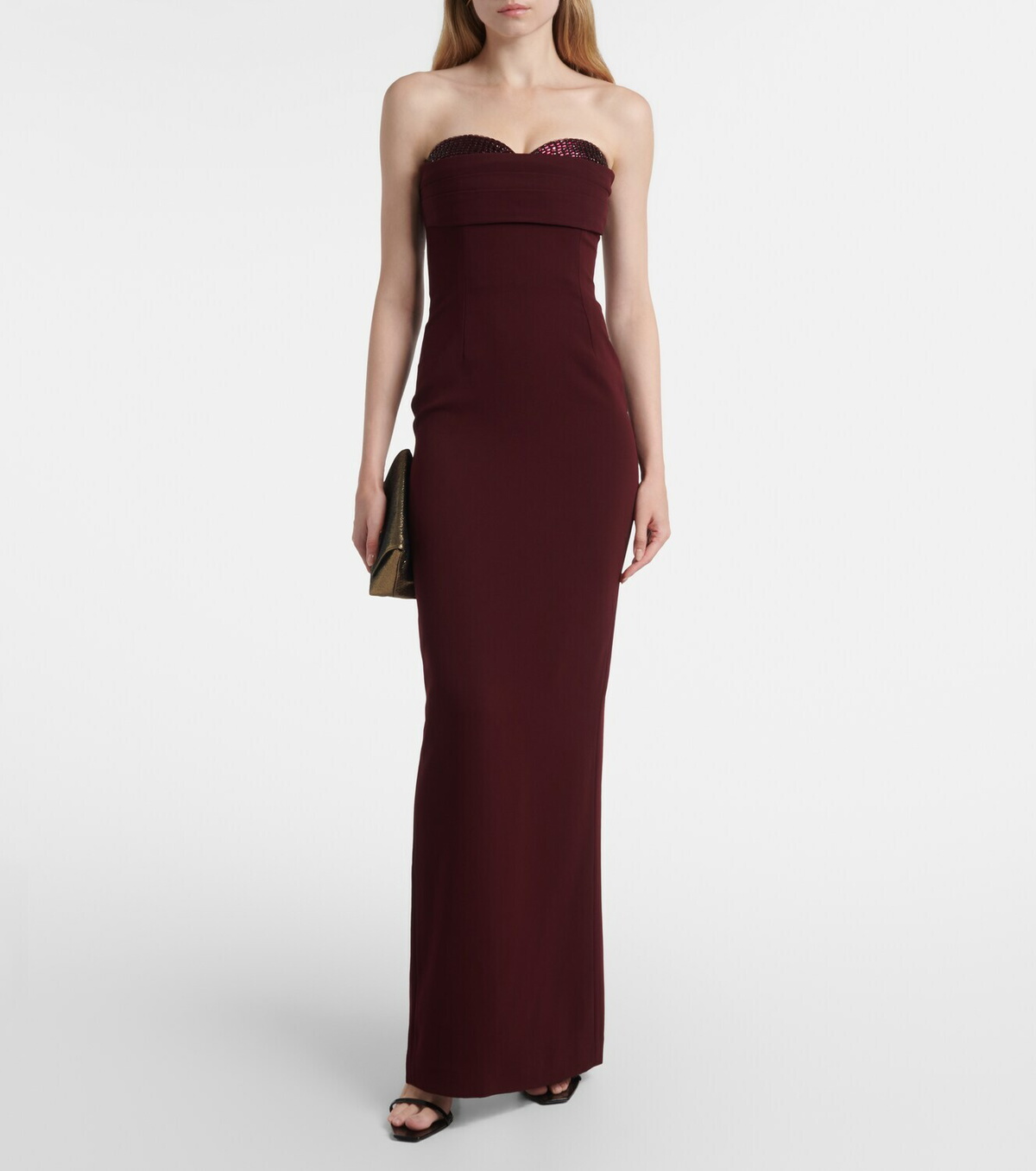 Roland Mouret Draped embellished cady corset dress