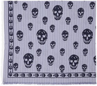 Alexander McQueen Navy & White Skull On Stripe Scarf