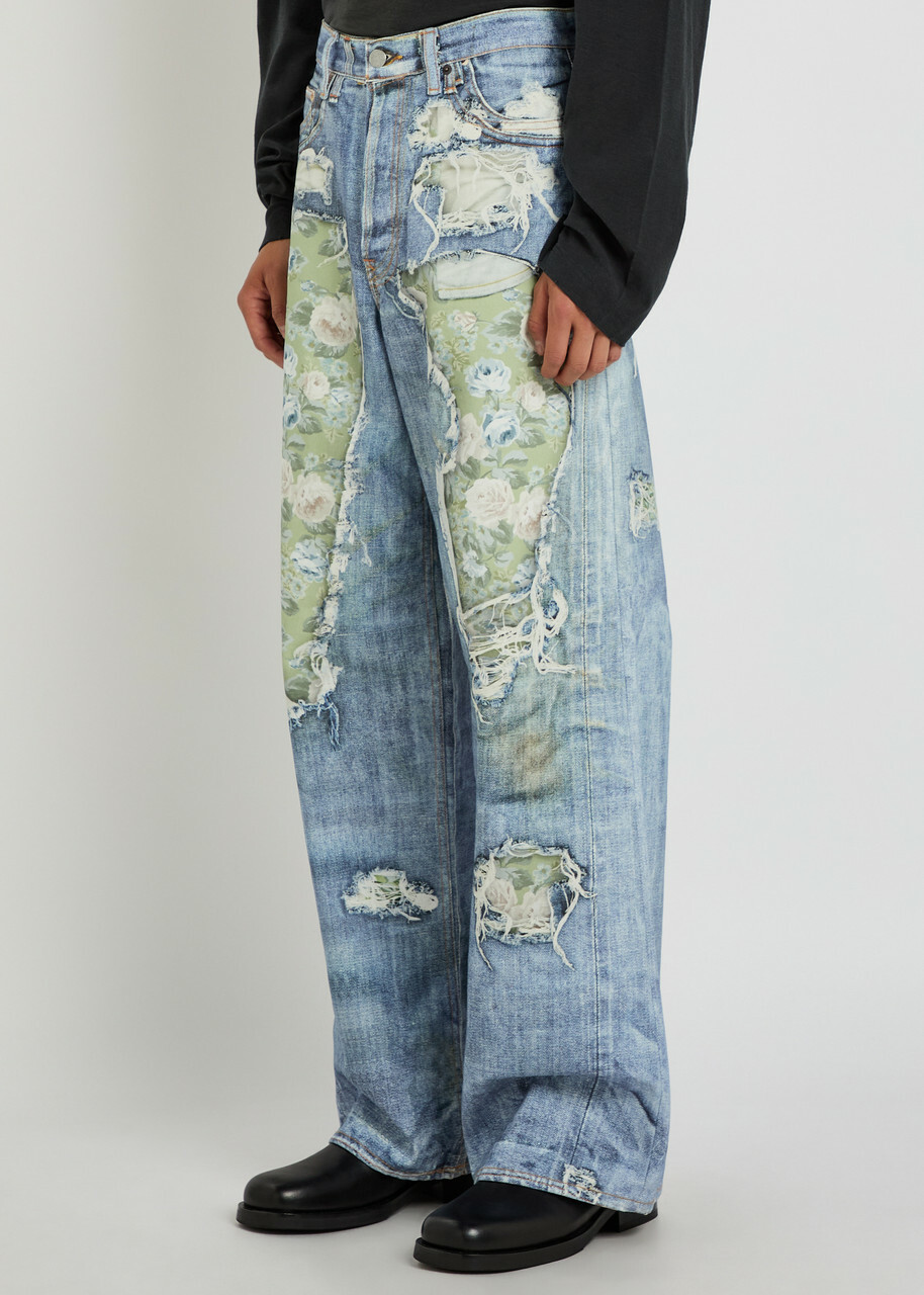 Acne Studios Printed Wide-leg Jeans Blue Denim Other